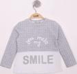 Toontoy Kız Çocuk Kareli Kumaşlı Smile Baskılı T-Shirt