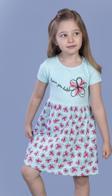 Toontoy Kız Çocuk Çiçek Desenli Yazı Nakışlı Pullu Taş İşlemeli Elbise