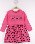 Toontoy Kız Çocuk Love Baskılı Elbise