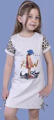 Toontoy Kız Çocuk Leopar Detaylı Baskılı Elbise
