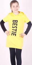 Toontoy Kız Çocuk Bestie Baskılı Kapşonlu Elbise