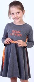 Toontoy Kız Çocuk Neon Lover Nakışlı Elbise