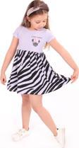 Toontoy Kız Çocuk Little Yazılı Etek Kısmı Zebra Desen Baskılı Elbise