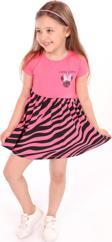 Toontoy Kız Çocuk Little Yazılı Etek Kısmı Zebra Desen Baskılı Elbise