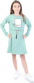 Toontoy Kız Çocuk Bel Kordon Geçişli Yazı Baskılı Elbise