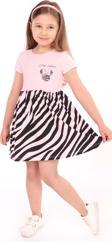 Toontoy Kız Çocuk Little Yazılı Etek Kısmı Zebra Desen Baskılı Elbise