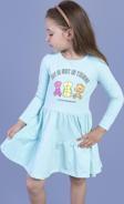 Toontoy Kız Çocuk Ayıcık Baskılı Elbise