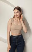 Kaşkorse Kumaş Kadın Crop KKTS3017