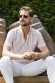 Buratti Çizgili % 100 Pamuk Slim Fit Kısa Kollu Erkek Gömlek CF23S116097 TAŞ