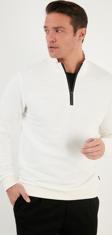 Buratti Pamuklu Slim Fit Yarım Fermuarlı Dik Yaka Erkek Sweat 5905400 EKRU