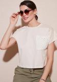Lela Pamuklu Tek Cepli Regular Fit Bisiklet Yaka Bayan T Shirt 5865818 TAŞ