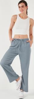 Lela Regular Fit Normal Bel Geniş Paça Bayan Pantolon 5866117 GRİ