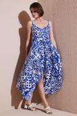 Lela Desenli Asimetrik Kesim Regular Fit Midi Boy Askılı Bayan Elbise 5866126 SAKS