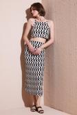 Lela Slim Fit İp Askılı Yırtmaçlı Bayan Takım 5865278 SİYAH-BEYAZ