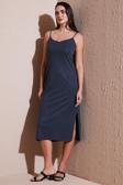 Lela Regular Fit İp Askılı Yırtmaç Detaylı Midi Bayan Elbise 5866128 FÜME