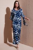 Lela Desenli Regular Fit Truvakar Kol V Yaka Alt-Üst Bayan Takım 5865357 LACİVERT