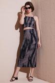 Lela Slim Fit İp Askılı Yırtmaçlı Midi Alt-Üst Bayan Takım 5869021 SİYAH