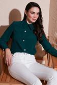 Lela Taşlı Regular Fit Gömlek Yaka Fermuarlı Bayan Bluz 611BZ0493 ZÜMRÜT
