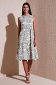 Lela Desenli Regular Fit Kolsuz Bayan Elbise 5865731 Olive