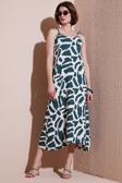 Lela Desenli Midi Boy Oversize Fit Bağlamalı İp Askılı Bisiklet Yaka Bayan Elbise 5869009 NEFTİ