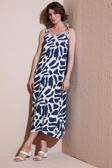 Lela Desenli Midi Boy Oversize Fit Bağlamalı İp Askılı Bisiklet Yaka Bayan Elbise 5869009 İNDİGO