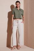 Lela Pamuklu Relaxed Fit Yüksek Bel Geniş Paça Bayan Pantolon 668YP5275 TAŞ