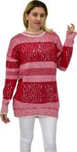 Kadın Pullu Çizgili Oversize Kazak 7592 BGL-ST04076