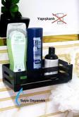 Homeside Yapışkanlı Siyah Banyo Rafı - Şampuanlık & Sabun Organizer Set