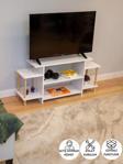 Peka Tv Ünitesi Ahşap Ayaklı Televizyon Sehpası Dekoratif Raflı Modern Mobilya- Beyaz - 120 Cm
