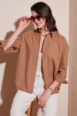Lela Pamuklu Regular Fit Uzun Kollu Düz Bayan Gömlek CF25S168305 CAMEL