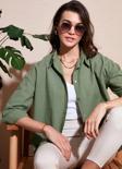 Lela Pamuklu Regular Fit Uzun Kollu Düz Bayan Gömlek CF25S168305 HAKİ