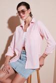 Lela Pamuklu Regular Fit Cepli Bayan Gömlek CF25S16992 AÇIK PEMBE