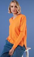 Lela Soft Akrilik V Yaka Triko Bayan Kazak 6327030 ORANGE