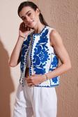 Lela Pamuklu Regular Fit Çiçekli Nakış İşlemeli Bayan Yelek 676238 BEYAZ