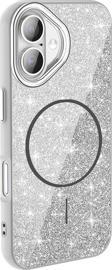 iPhone 16 Plus Kılıf Magsafe Şarj Özellikli Parlayan Simli Okso Kapak