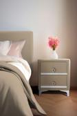 Gazzini Furniture Doppia Linea Silver İki Çekmeceli Bej Komodin  Kumaş Kapaklı Yatak Odası 2 Çekmeceli Komodin