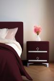 Gazzini Furniture Doppia Linea Silver İki Çekmeceli Bordo Komodin  Kumaş Kapaklı Yatak Odası 2 Çekmeceli Komodin