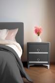 Gazzini Furniture Doppia Linea Silver İki Çekmeceli Gri Komodin  Kumaş Kapaklı Yatak Odası 2 Çekmeceli Komodin