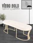 Gazzini Furniture Viego Gold Exclusive Bench Lüks Metal Gold Ayak, Chester Model Yatak Ucu Beyaz Puf