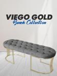 Gazzini Furniture Viego Gold Gri Puf Luxery MetalGold Ayak Chester Model Yatak Ucu Bench