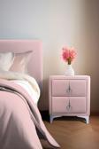 Gazzini Furniture Harmony Silver İki Çekmeceli Pembe Komodin Yatak Odası 2 Kapaklı Komodin