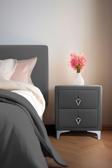 Gazzini Furniture Harmony Silver İki Çekmeceli Komodin Kumaş Kapaklı Yatak Odası 2 Çekmeceli Komodin