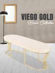 Gazzini Furniture Viego Gold Smooth Bench Lüks Metal Gold Ayak, Chester Model Yatak Ucu Beyaz Puf