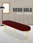 Gazzini Furniture Viego Gold Smooth Bench Lüks Metal Gold Ayak, Chester Model Yatak Ucu Bordo Puf