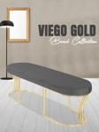 Gazzini Furniture Viego Gold Smooth Bench Lüks Metal Gold Ayak, Chester Model Yatak Ucu Gri Puf