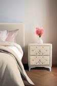 Gazzini Furniture Ruby 2 Çekmeceli Komodin Silver Model Kapitoneli İki Kapaklı Komodin Krem