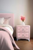 Gazzini Furniture Ruby 2 Çekmeceli Komodin Silver Model Kapitoneli İki Kapaklı Komodin Pembe