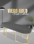Gazzini Furniture Viego Gold Striped Bench Lüks Metal Gold Ayak, Chester Model Yatak Ucu Gri Puf
