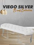 Gazzini Furniture Viego Silver Puf Lüks Metal Gümüş Ayak, Chester Model Yatak Ucu Beyaz Bench