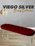 Gazzini Furniture Viego Silver Puf Lüks Metal Gümüş Ayak, Chester Model Yatak Ucu Bordo Bench